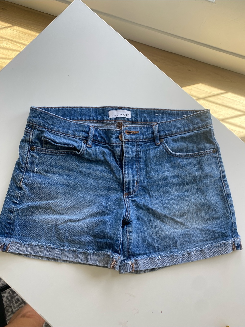 LOFT Blue Denim Cutoff Shorts with Frayed Hem
